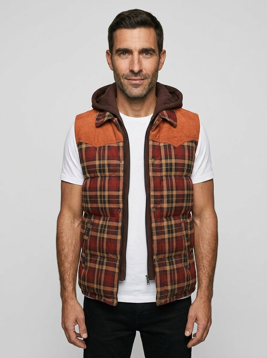 Men's Hooded Puffer Vest — On Model - Neutral | Generated by Modelize