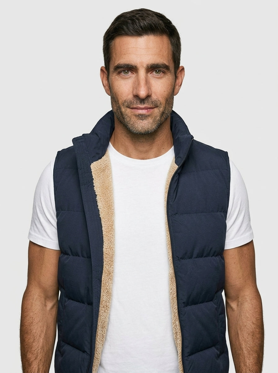 Men's Quilted Puffer Vest — On Model - Upper Body | Generated by Modelize