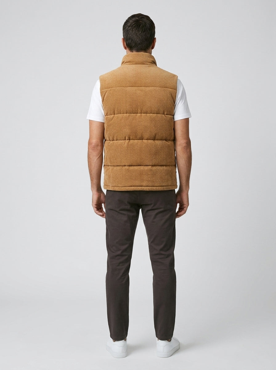 Sleeveless puffer vest — On Model - Back View | Generated by Modelize