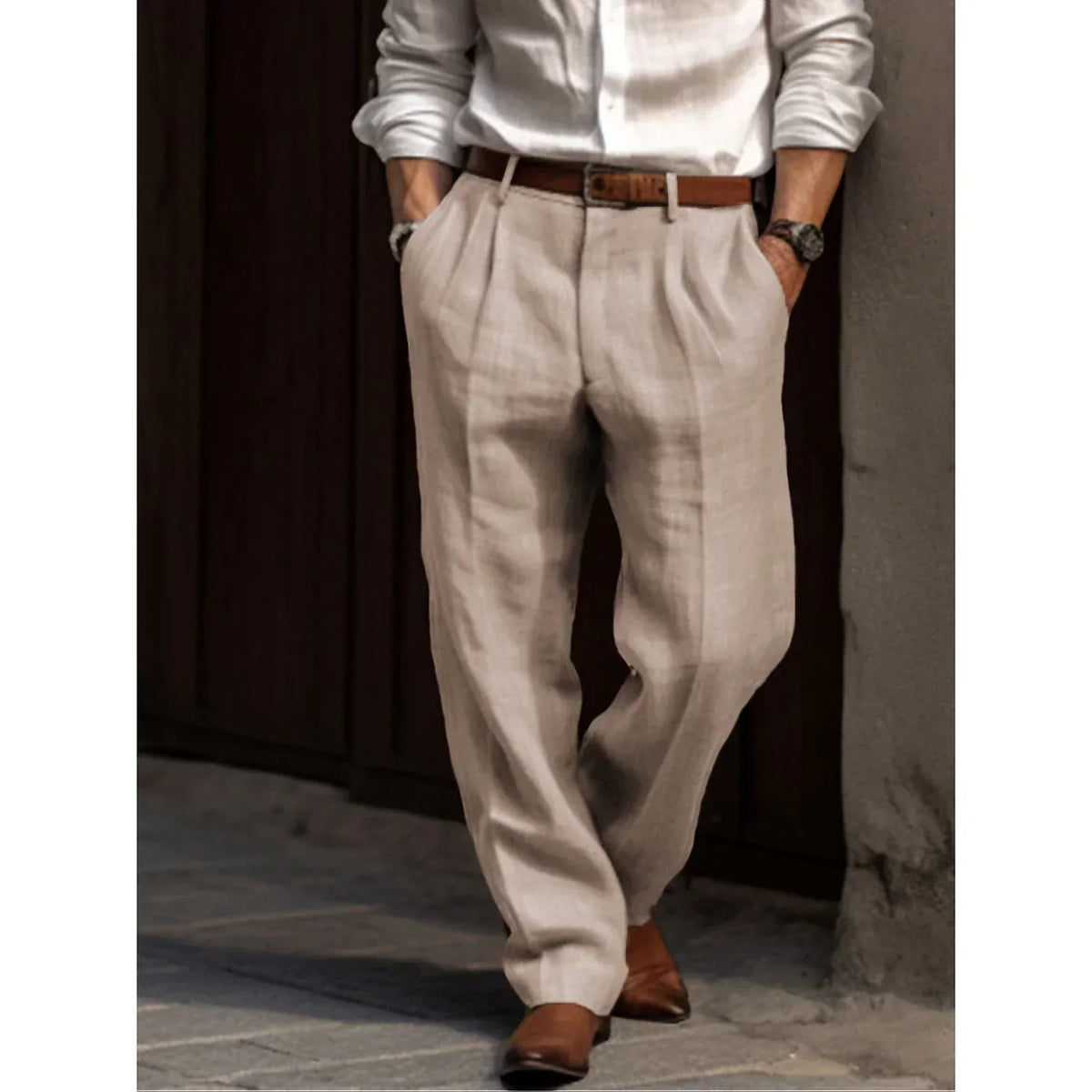 Linen Blend Relaxed Fit Trousers