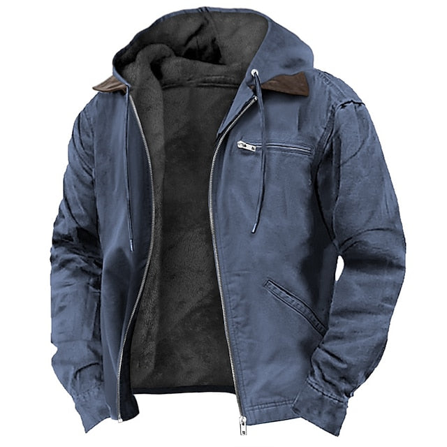 Men Quilted Parka Coat with Hood