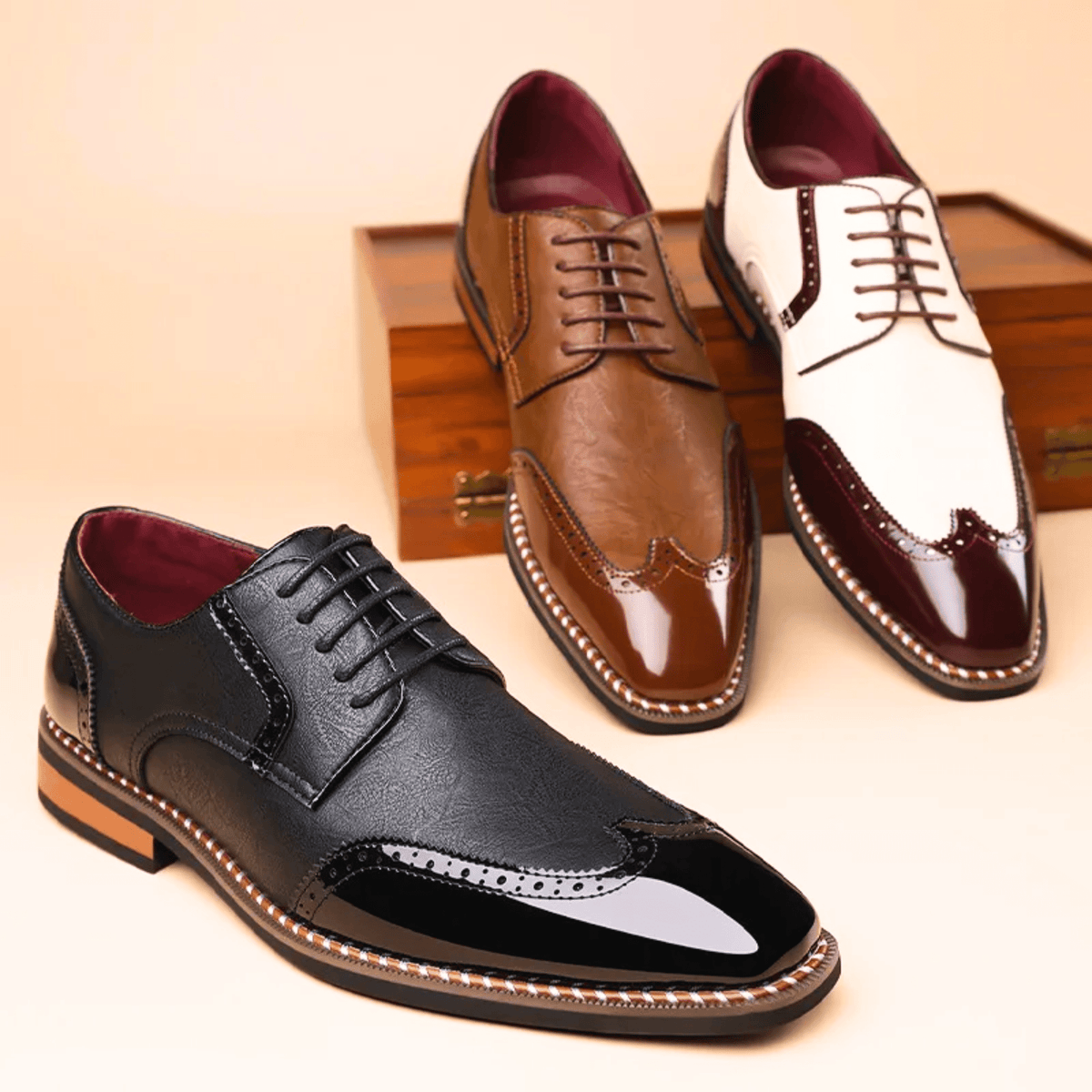 Men's Two-Tone Full-Grain Leather Oxford
