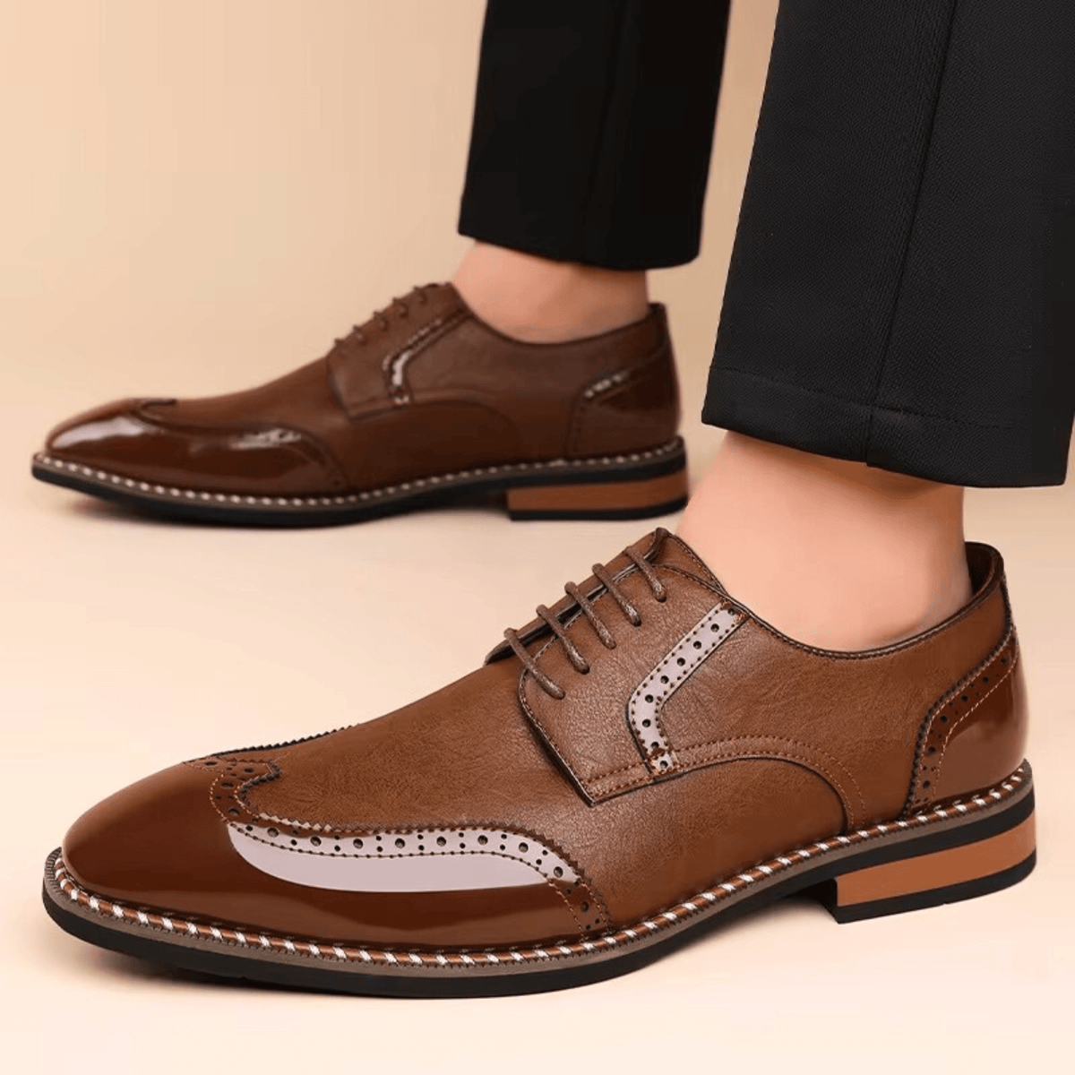 Men's Two-Tone Full-Grain Leather Oxford