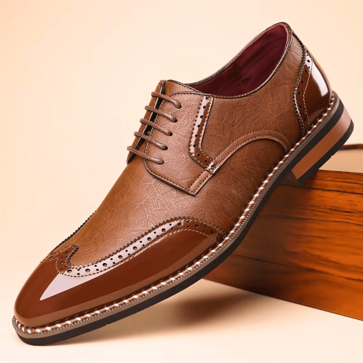 Men's Two-Tone Full-Grain Leather Oxford