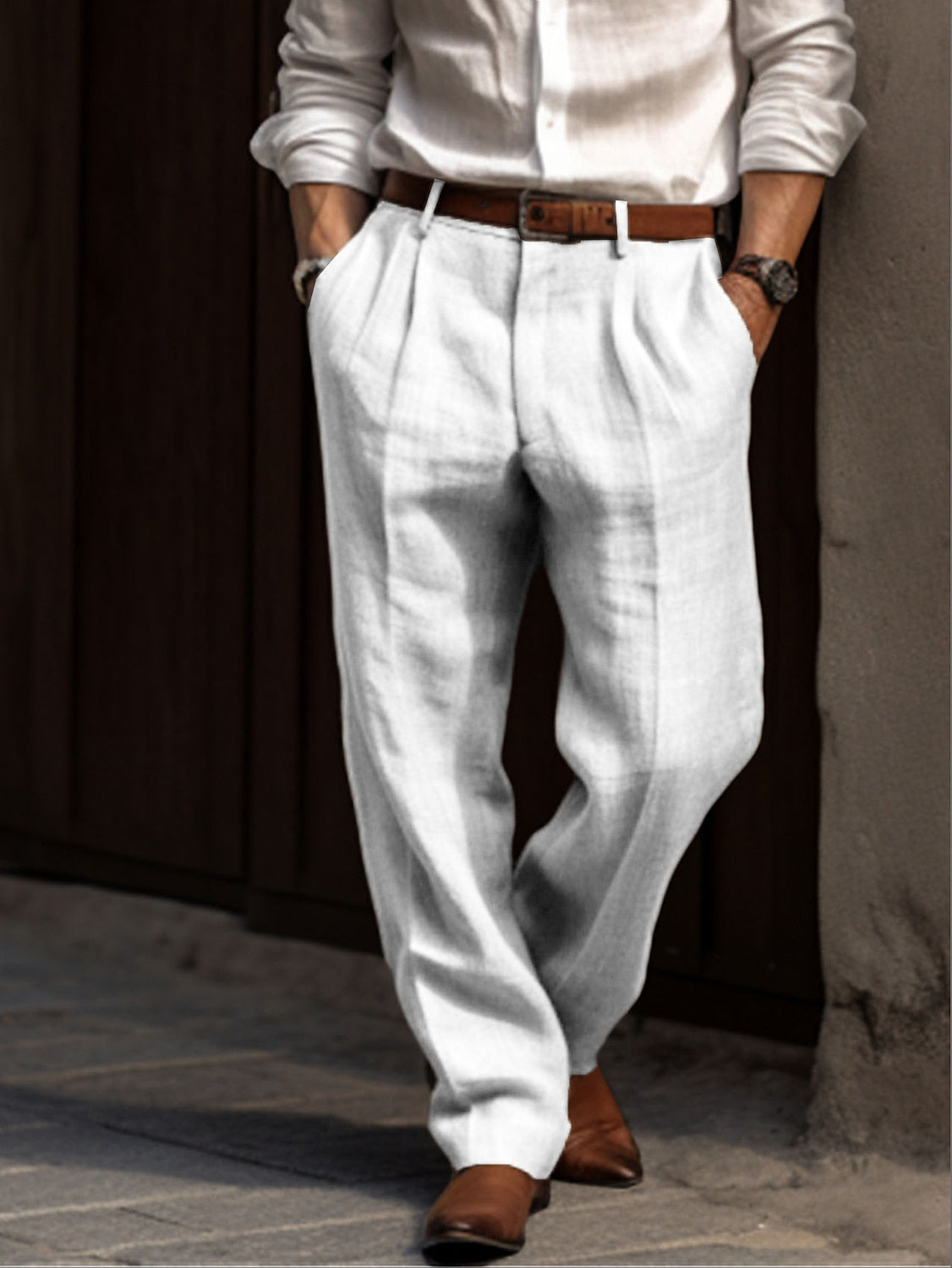 Linen Blend Relaxed Fit Trousers
